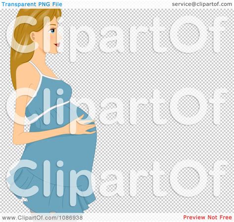Clipart Pregnant Woman In A Blue Top Touching Her Baby Bump With