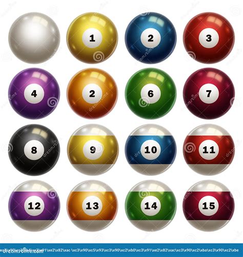 Billiards Full Set Of Billiard Balls Isolated On White Background