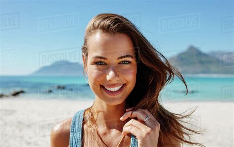 Close Up Portrait Of Beautiful Babe Woman On The Beach Babe Caucasian Female Model On The