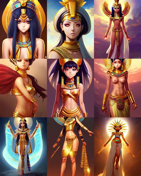 Character Concept Art Of An Anime Egyptian Sun Goddess Stable Diffusion