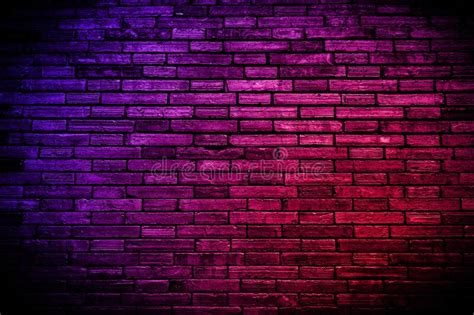 Neon Light On Brick Walls That Are Not Plastered Background And Texture