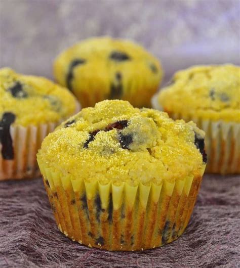 These Light Fluffy Lemon Blueberry Cornmeal Muffins Are Absolutely Bursting With Lemon