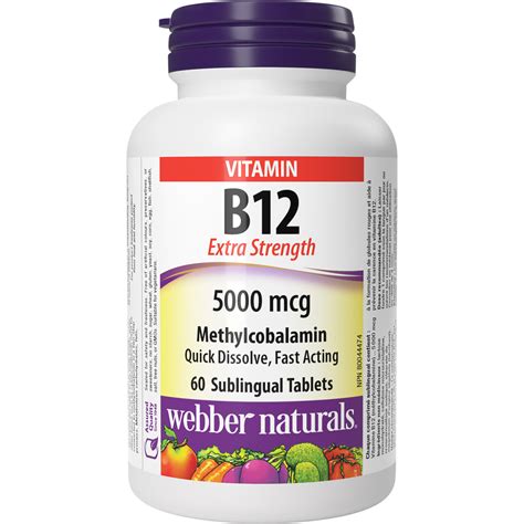 Vitamin B12 Methylcobalamin 5000 Mcg Webber Naturals