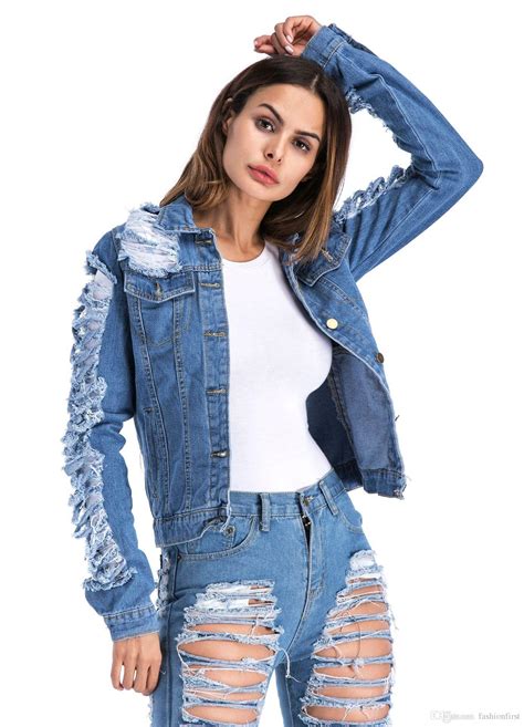 Fashion Women Clothing Spring Autumn Women Denim Jacket 2018 Long Sleeve 90s Hole Female Jeans