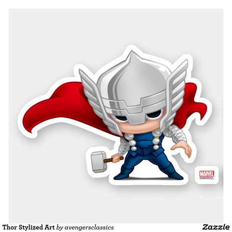 Thor Stylized Art Sticker Zazzle Marvel Cartoon Drawings Thor Art
