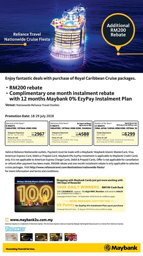 Catch maybank's credit card promotions. Reliance Nationwide Cruise Fiesta with Maybank cards ...