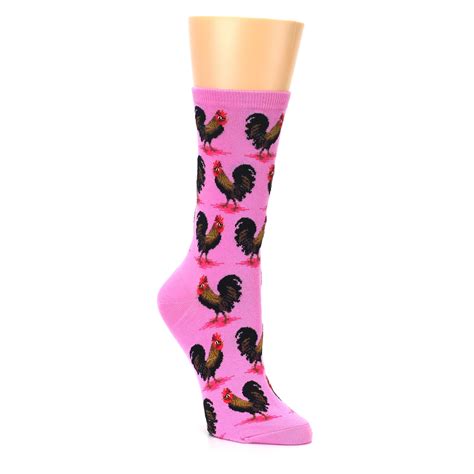 Pink Rooster Chickens Women S Dress Socks Boldsocks