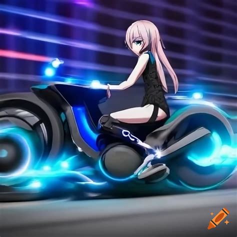 Anime Girl Riding A Futuristic Motorcycle
