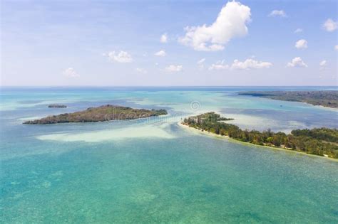 Tropical Islands On Coral Reefs Top View Atolls And Sandbanks