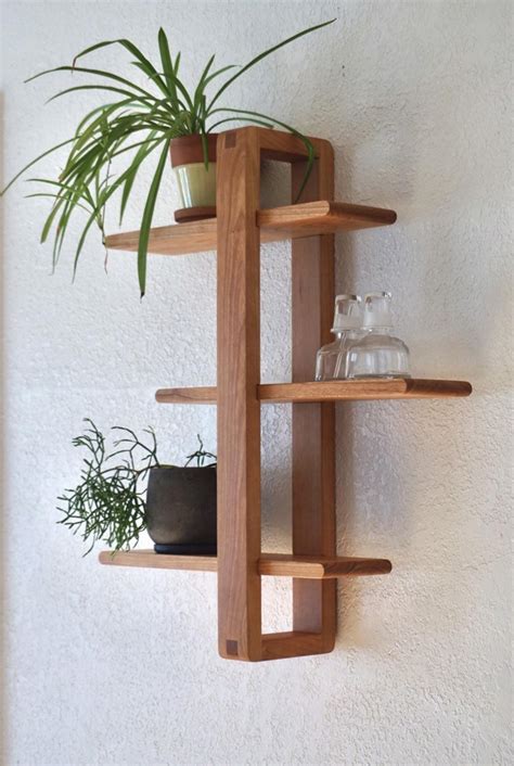 Modern Wood Wall Shelf Solid Cherry For Hanging Plants Etsy