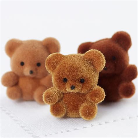 Miniature Brown Flocked Teddy Bears Christmas Miniatures Christmas