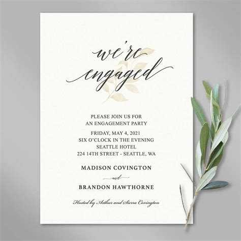 Wedding Engagement Party Invitation Were Engaged Announcement