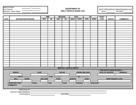 Vehicle Maintenance Schedule Template Excel Printable Schedule Template