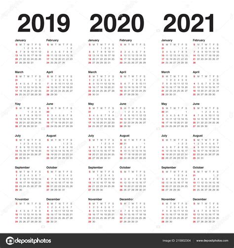 Calendar Template 2019 2021 Calendar Jul 2021