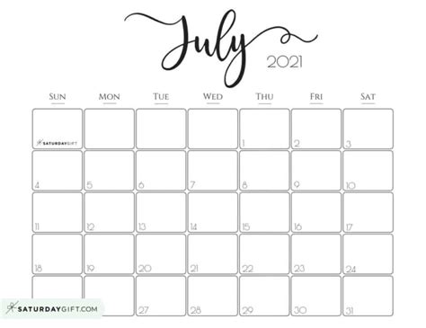 September 2020 to august 2021 . 30 Free Printable July 2021 Calendars with Holidays ...