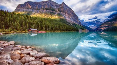 Canada Parks Lake Mountains Forests Stones Scenery Lake