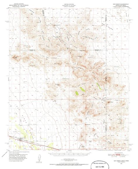 San Simon Arizona 1950 1950 Usgs Old Topo Map Reprint 15x15 Az Quad