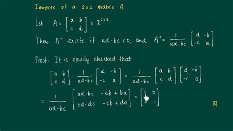 Math 2 6 7 Inverse Of A 2x2 Matrix Determinant YouTube