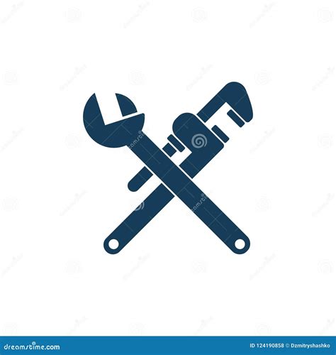 Plumbing Vector Flat Line Icon Repair Service Logo Illustration Of