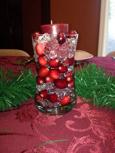 Cranberries Glass Beads Water And A Candle Water Beads Table Decorations Decor