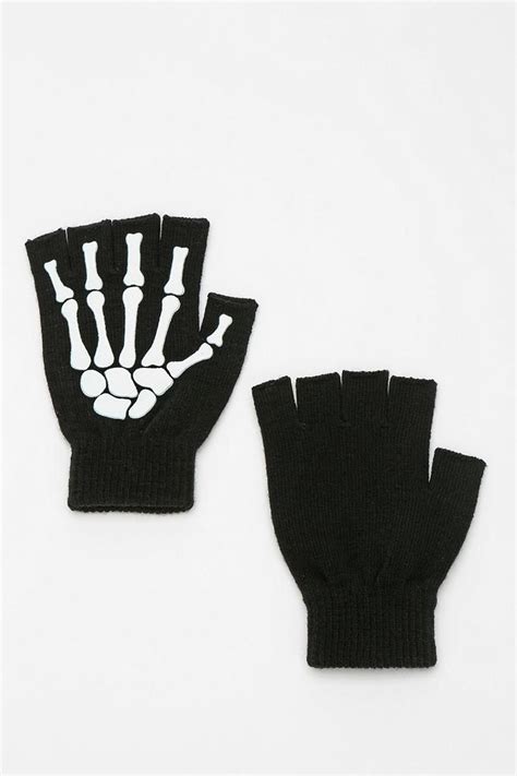 Glow In The Dark Skeleton Fingerless Glove Fingerless Gloves