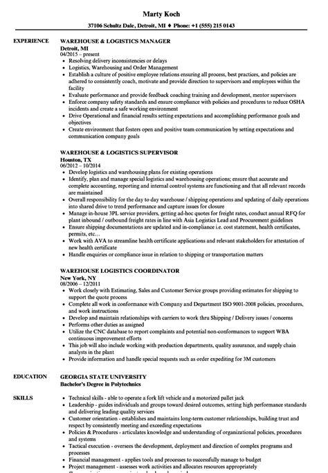 Have experience working in event production or with event planning jobs? Warehouse Logistics Resume Samples | Velvet Jobs