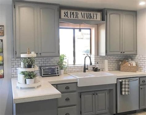 Modern Farmhouse Kitchen With Gray Cabinets Adorable 75 Farmhouse Gray