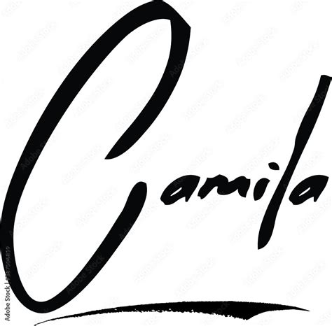 Camila Female Name Modern Brush Calligraphy Cursive Text On White