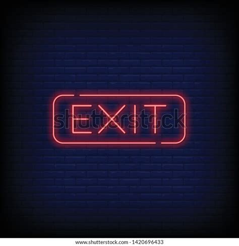 Exit Neon Sign Vector Brick Wall Stock Vector Royalty Free 1420696433 Shutterstock