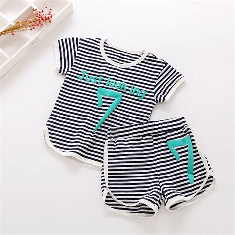 2pcsset Baby Girl Clothing Sets Summer Toddler Boy Tracksuit Striped