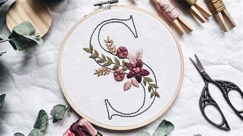 Alphabet Embroidery Pattern Letter S Flower Embroidery Embroidery