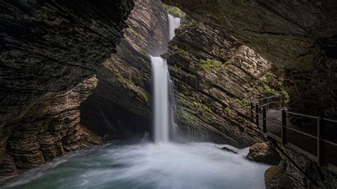 Download Wallpaper 1920x1080 Waterfall Rocks Stream Cave Full Hd Hdtv Fhd 1080p Hd Background