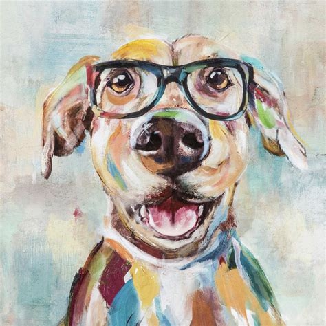 12x16 Dog Glasses Canvas Art Dog Canvas Art Art Canvas Art