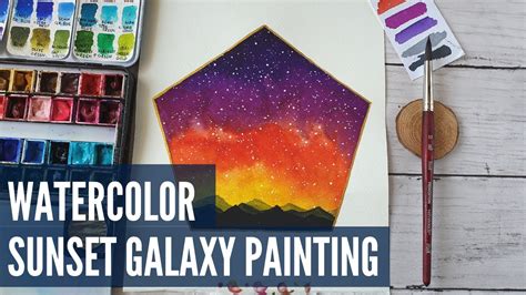How To Paint A Watercolor Sunset Galaxy Painting Tutorial Step By