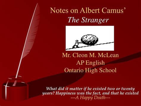 Ppt Notes On Albert Camus The Stranger Powerpoint Presentation Free
