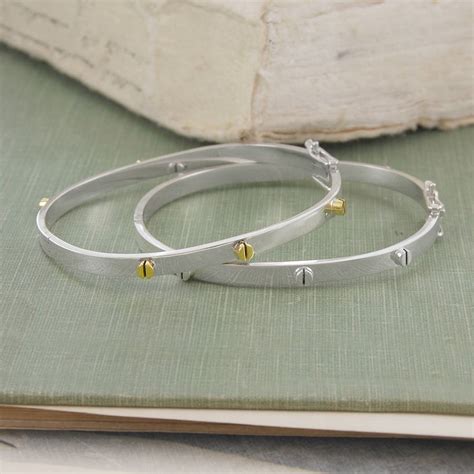Gold And Sterling Silver Screw Bangle By Otis Jaxon