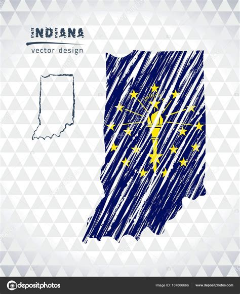 Map Indiana Hand Drawn Sketch Pen Map Vector Illustration — Stock