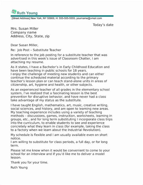 Cover Letter For A Teacher Awesome Substitute Teacher Cover Letter