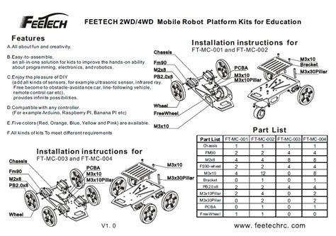 openhacks open source hardware productos ft mc 001 feetech 2wd mini robot mobile platform