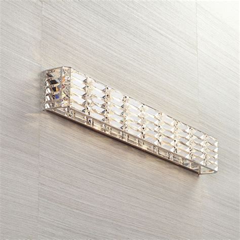 Possini Euro Design Modern Wall Light Chrome Cut Crystal 35 Vanity