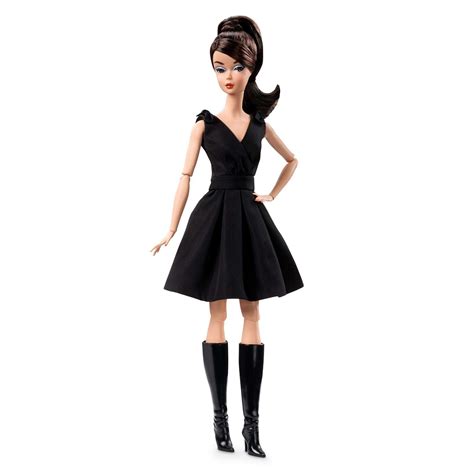 barbie collector fashion model doll with classic black dress