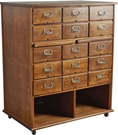 Finished in a handsome craftsman oak, this versatile storage cabinet is a beautiful touch to any room in your home. 15-Drawer Oak Filing Cabinet on Casters | Filing cabinet ...