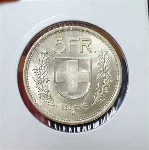 5 Swiss Francs 1966 B Aunc Silver 64159577
