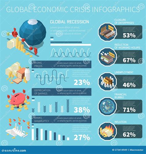 Financial Crisis Downfall Infographics Stock Image - Image of market
