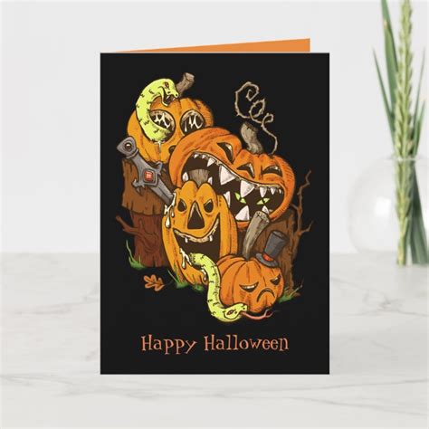 Halloween Pumpkins And Snakes Greeting Card Zazzle