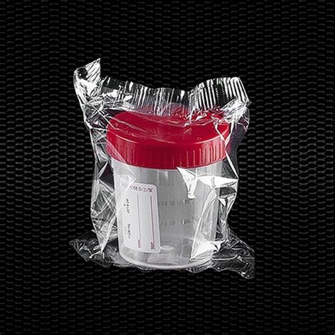 Transparent Polypropylene Urine Container 120 Ml With Red Screw Cap And