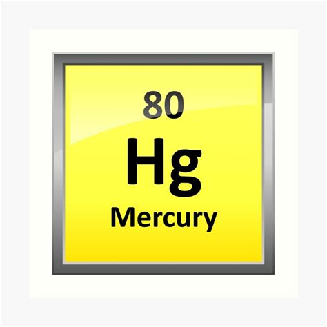 Mercury Periodic Table Element Symbol Metal Print By Sciencenotes My