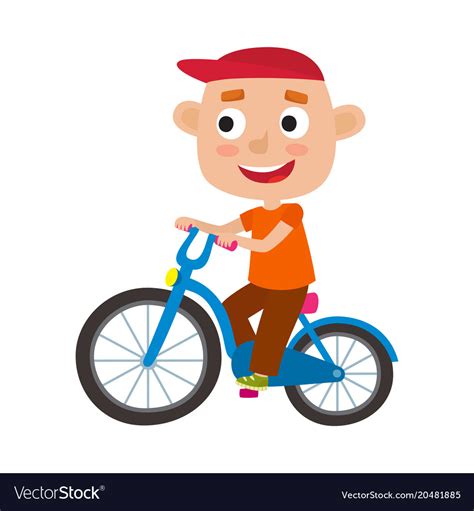 Cartoon Boy Riding A Bike Having Fun Riding Vector Image