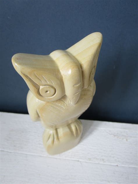 Vintage Soapstone Owl Figurinepaperweight Carved Owl Etsy Uk Hand