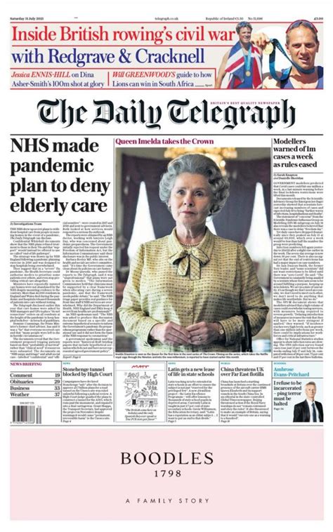 Daily Telegraph Front Page 2nd Of November 2020 Tomorrows Papers Today